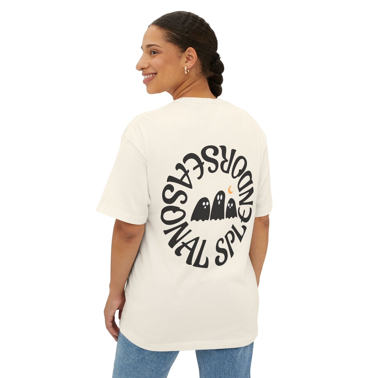 Halloween Ghostly Art Tee, Oversized Spooky Shirt, Unisex Graphic Tee, Fall Fashion, Halloween Gift, Cozy Casual Wear