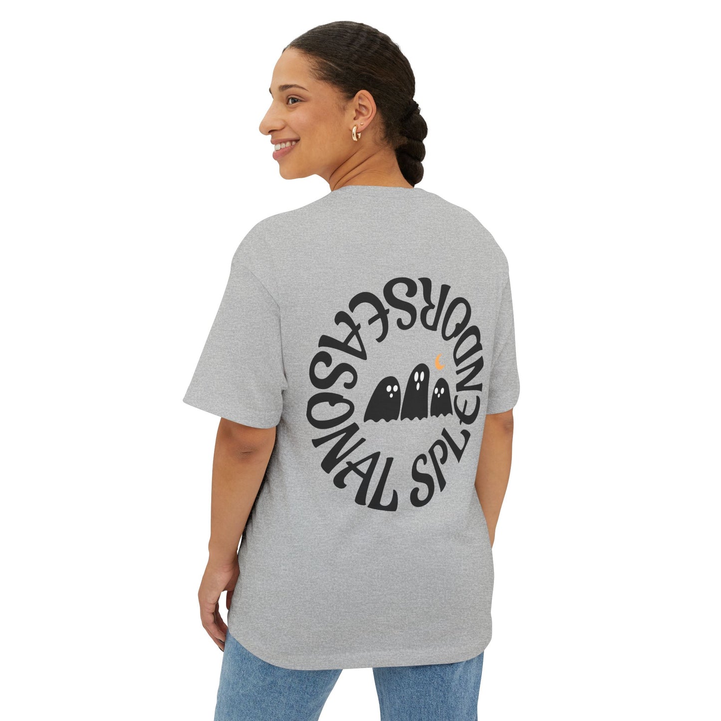 Halloween Ghostly Art Tee, Oversized Spooky Shirt, Unisex Graphic Tee, Fall Fashion, Halloween Gift, Cozy Casual Wear