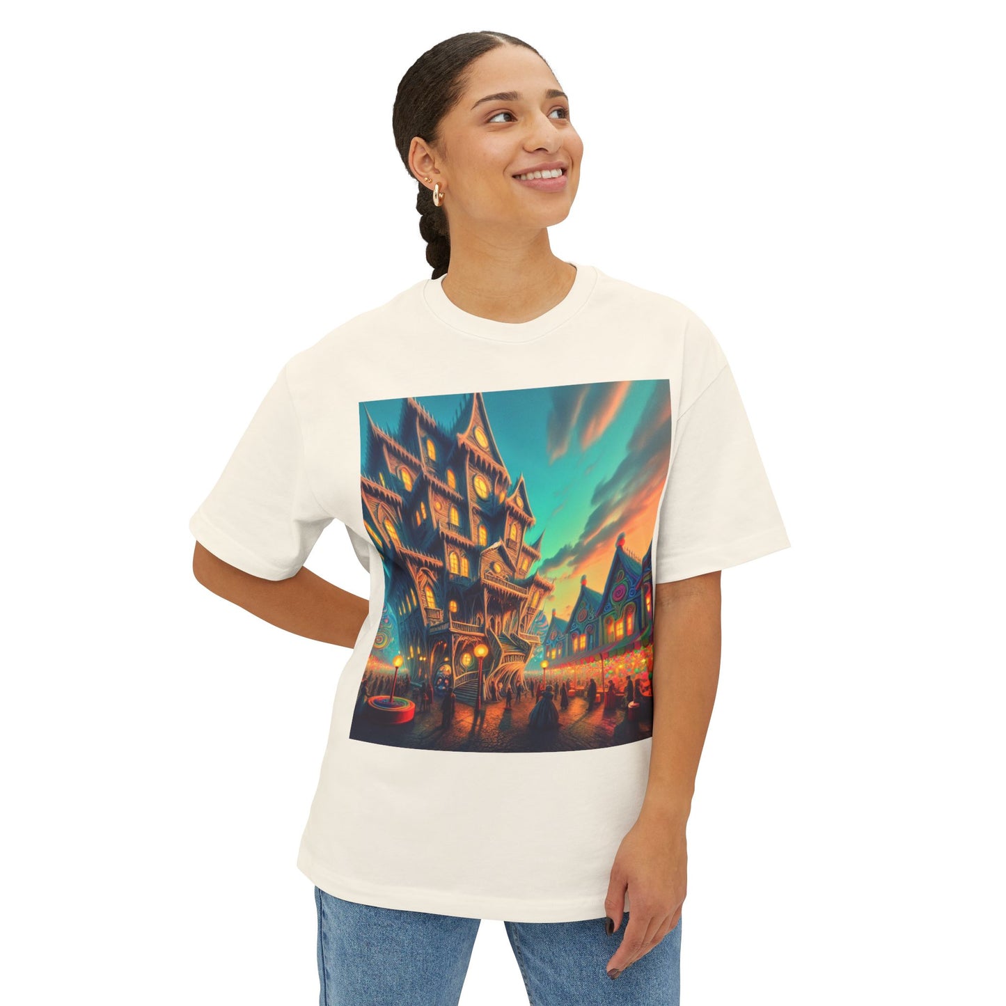 Halloween Ghostly Art Tee, Oversized Spooky Shirt, Unisex Graphic Tee, Fall Fashion, Halloween Gift, Cozy Casual Wear