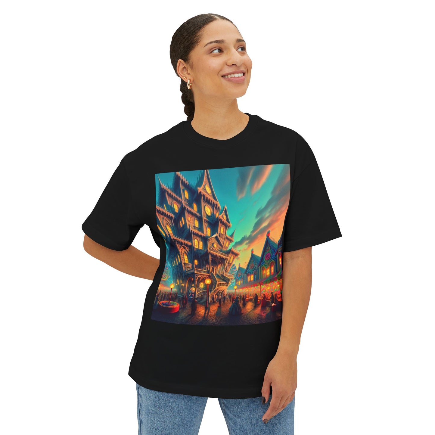Halloween Ghostly Art Tee, Oversized Spooky Shirt, Unisex Graphic Tee, Fall Fashion, Halloween Gift, Cozy Casual Wear