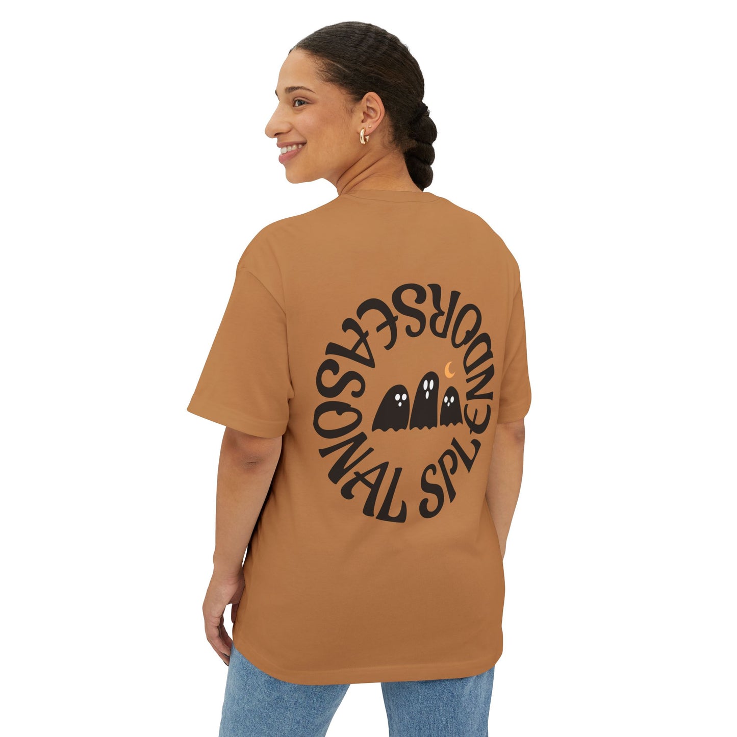 Halloween Ghostly Art Tee, Oversized Spooky Shirt, Unisex Graphic Tee, Fall Fashion, Halloween Gift, Cozy Casual Wear