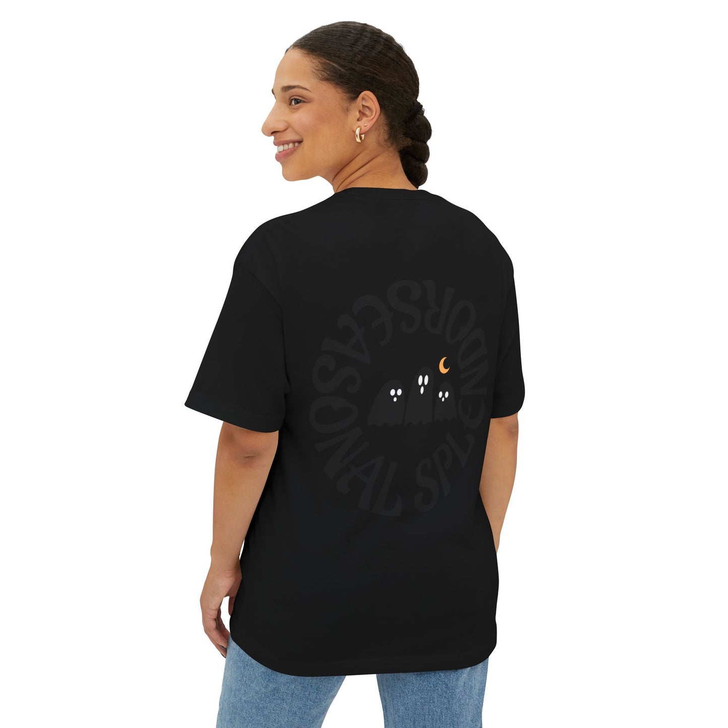 Halloween Ghostly Art Tee, Oversized Spooky Shirt, Unisex Graphic Tee, Fall Fashion, Halloween Gift, Cozy Casual Wear