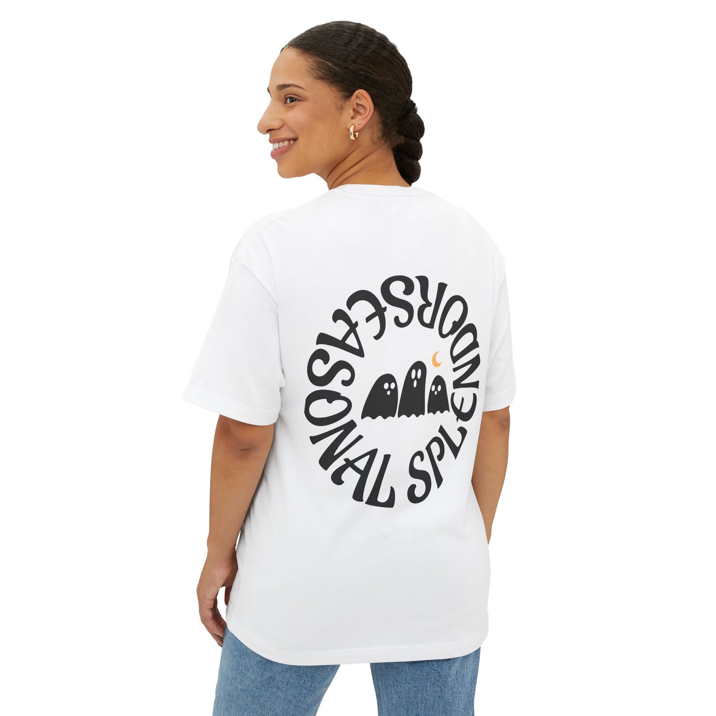 Halloween Ghostly Art Tee, Oversized Spooky Shirt, Unisex Graphic Tee, Fall Fashion, Halloween Gift, Cozy Casual Wear