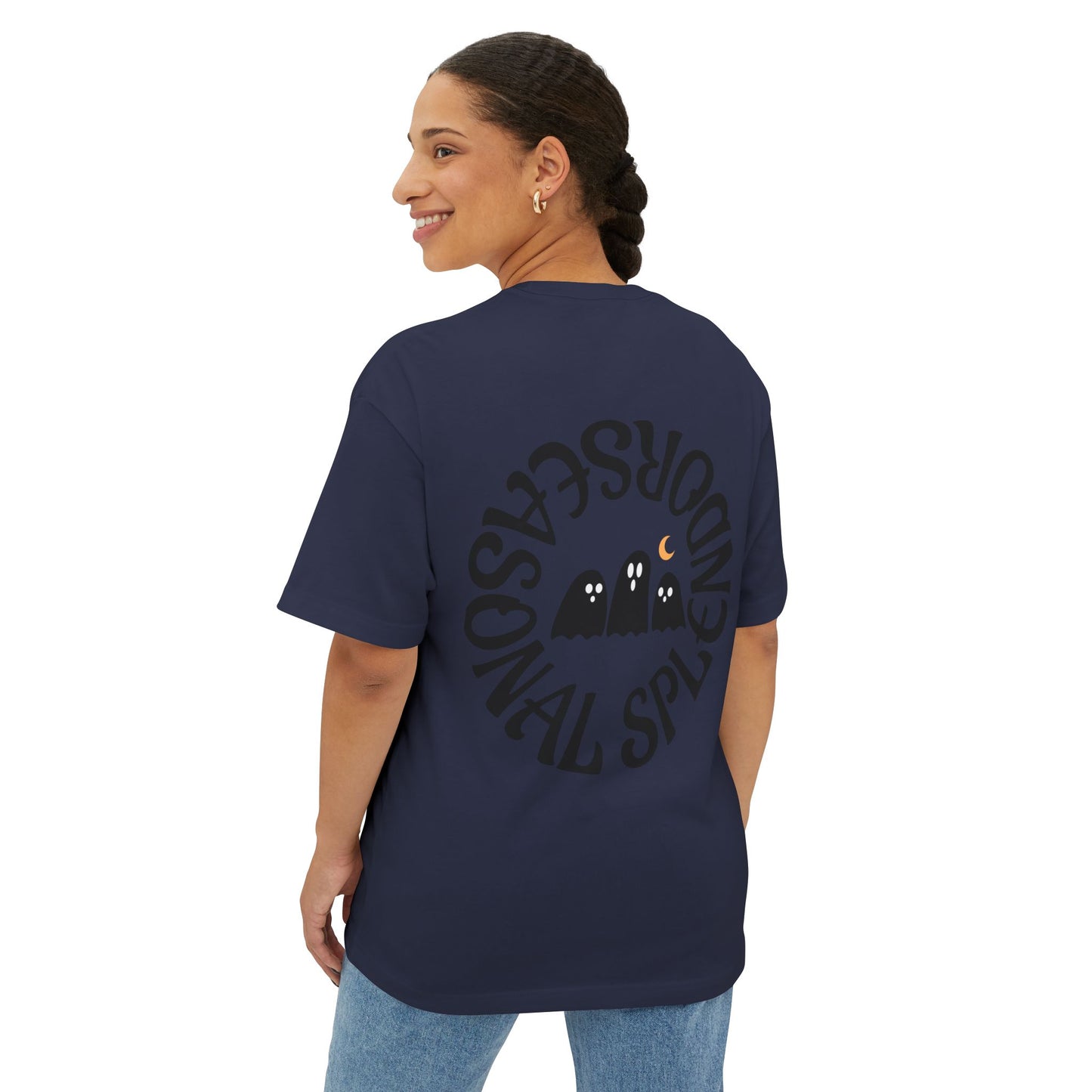 Halloween Ghostly Art Tee, Oversized Spooky Shirt, Unisex Graphic Tee, Fall Fashion, Halloween Gift, Cozy Casual Wear