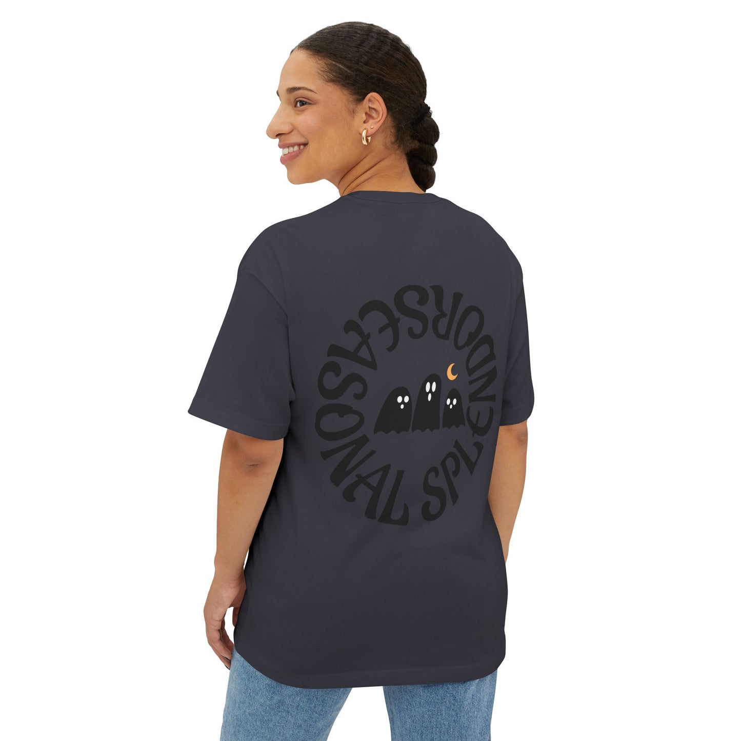 Halloween Ghostly Art Tee, Oversized Spooky Shirt, Unisex Graphic Tee, Fall Fashion, Halloween Gift, Cozy Casual Wear