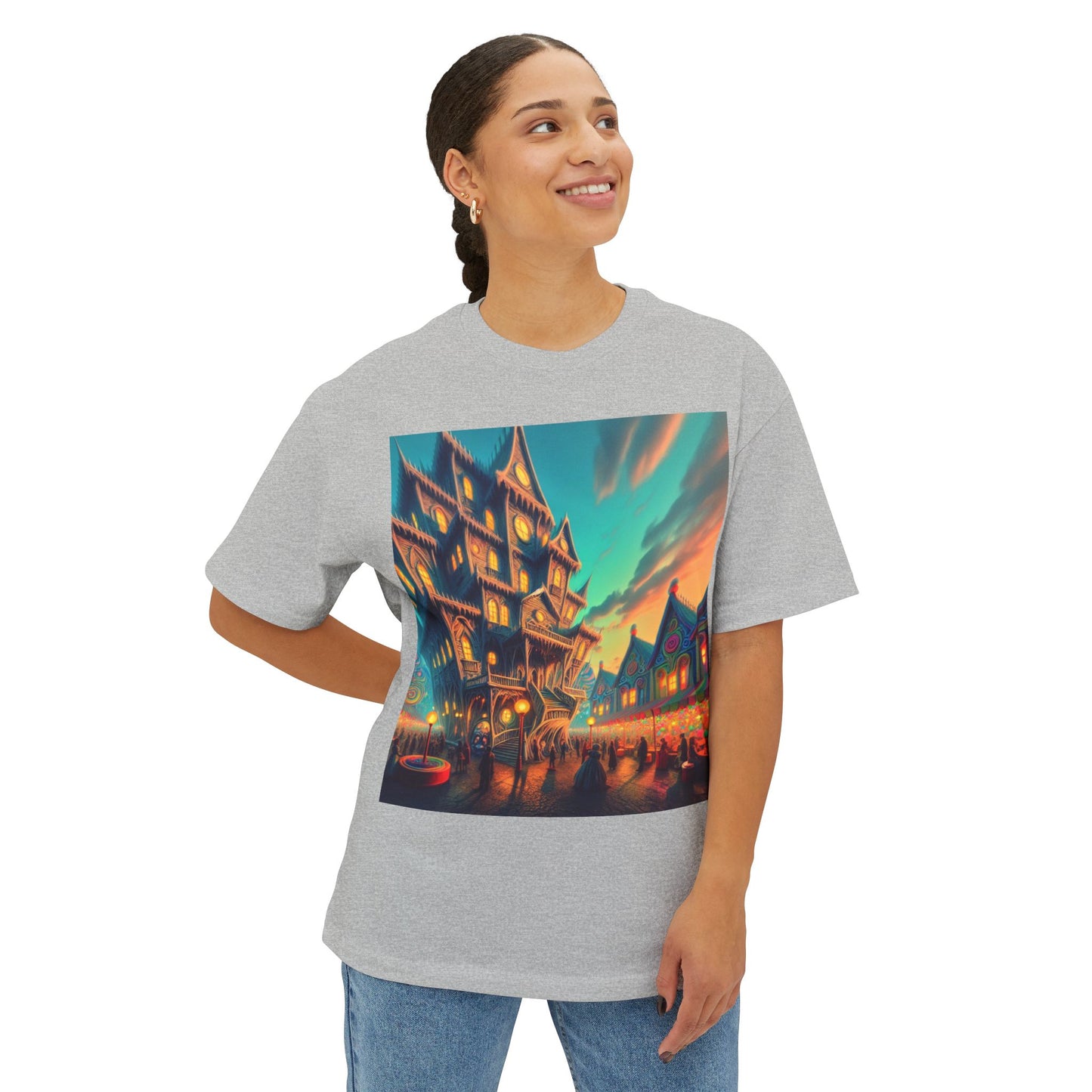 Halloween Ghostly Art Tee, Oversized Spooky Shirt, Unisex Graphic Tee, Fall Fashion, Halloween Gift, Cozy Casual Wear